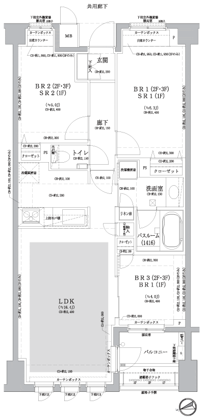 Floor: 1LDK + 2SR, occupied area: 66.35 sq m, Price: 56,900,000 yen, now on sale