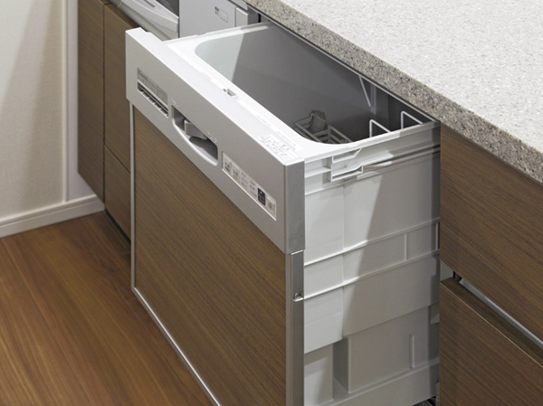 Kitchen.  [Dish washing and drying machine] It has been built into the system kitchen, Also clean dishwashing dryer looks. And hot water cleaning, Since the hot-air drying, It is safe hygiene.