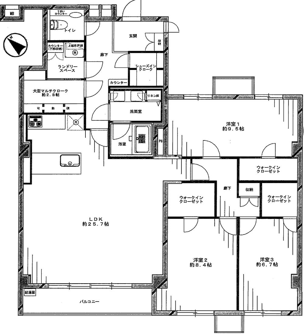 Floor plan. 3LDK, Price 79,800,000 yen, Footprint 127.51 sq m , Balcony area 6.63 sq m
