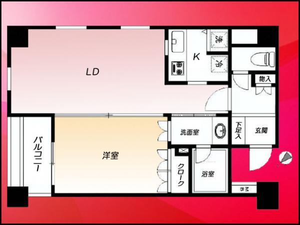 Floor plan. 1LDK, Price 27,800,000 yen, Occupied area 50.64 sq m , Balcony area 3.09 sq m
