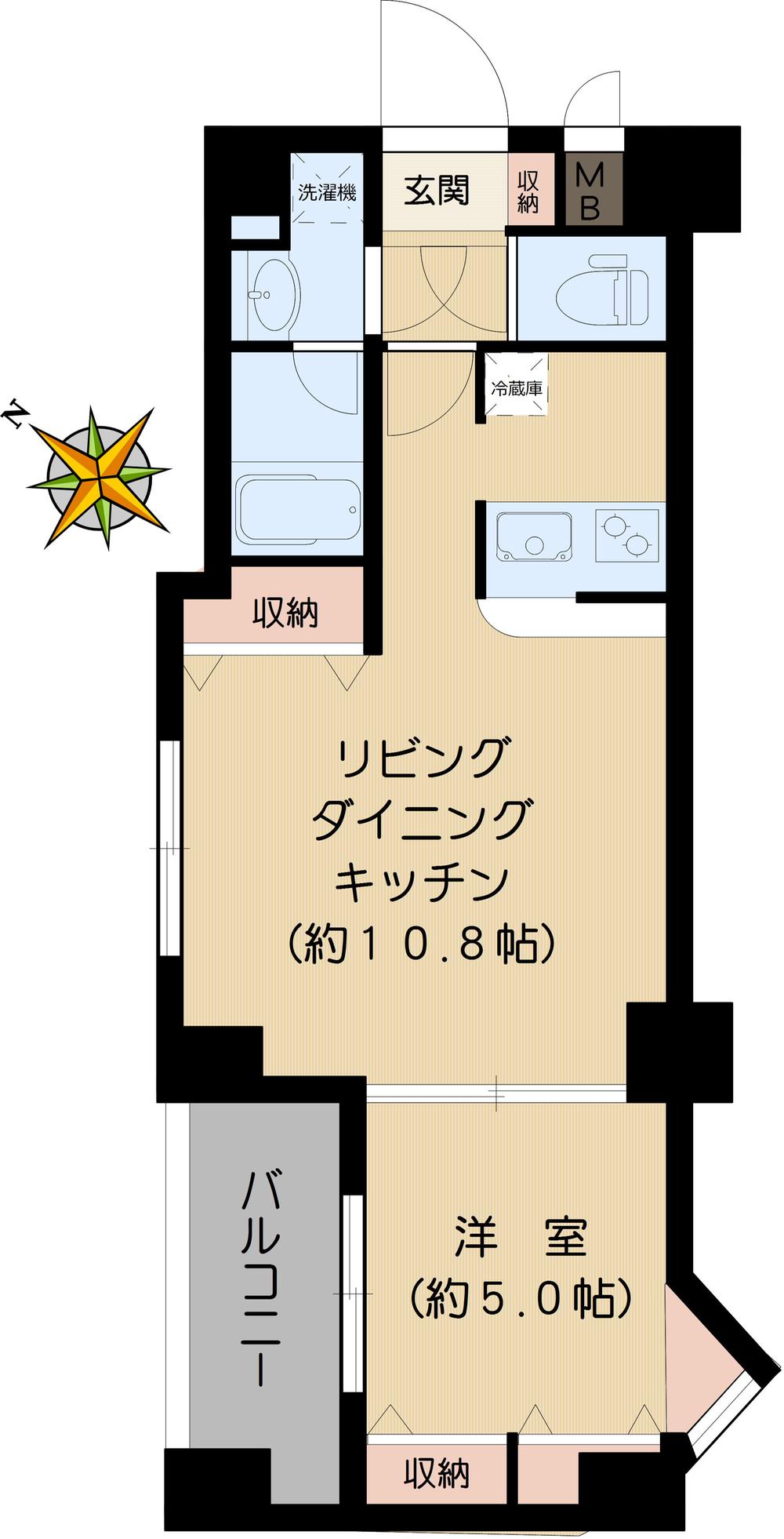 Floor plan. 1LDK, Price 27,980,000 yen, Footprint 41 sq m , Balcony area 5.29 sq m