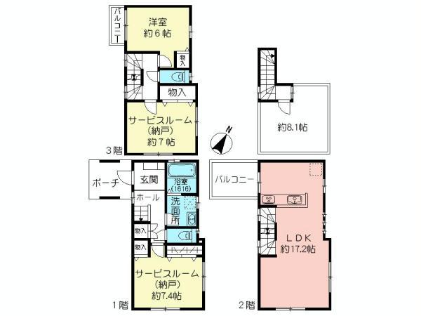 Floor plan. 66,800,000 yen, 3LDK, Land area 79.06 sq m , Building area 95.98 sq m