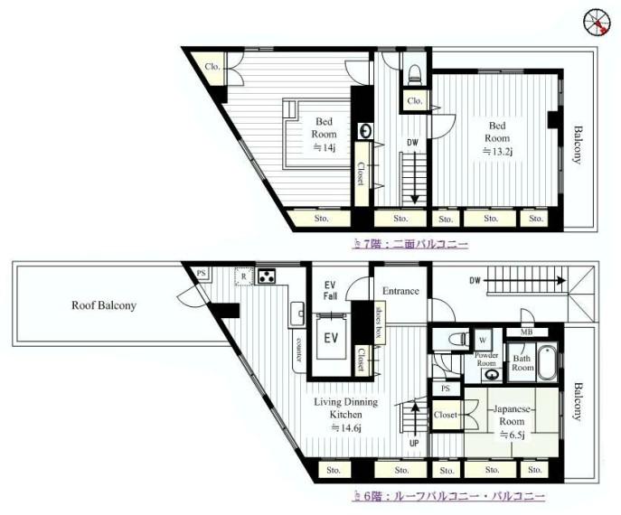 Floor plan. 3LDK, Price 59,800,000 yen, The area occupied 132.2 sq m , Balcony area 15.1 sq m