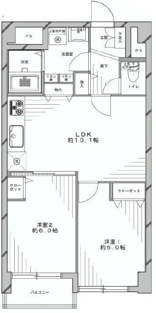 Floor plan. 2LDK, Price 24,800,000 yen, Occupied area 49.63 sq m , Balcony area 3.04 sq m