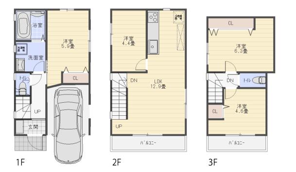 Floor plan. 64,800,000 yen, 4LDK, Land area 53.24 sq m , Building area 87.65 sq m floor plan