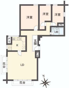 Floor plan. 3LDK, Price 49,800,000 yen, Occupied area 97.44 sq m
