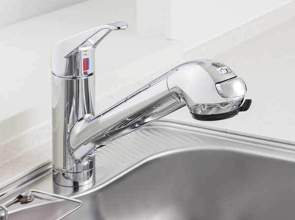 Kitchen.  [Water-saving function with water purifier integrated hand shower faucet] Hand shower faucet with a water purifier, In easy-to-use single-lever, With water-saving function.