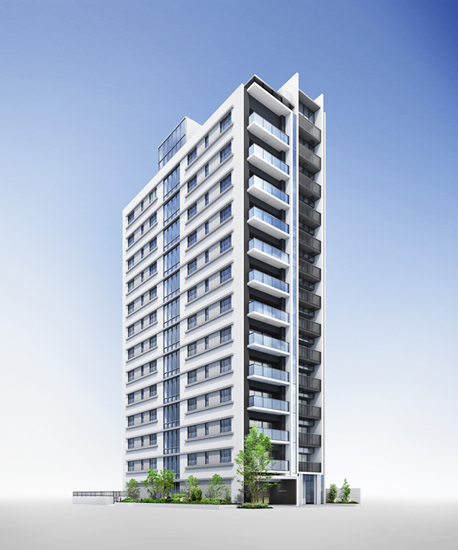 Buildings and facilities. Corner dwelling unit rate of 100%! And the two-sided opening, Adopt a corridor within which considered to privacy and crime prevention. Parking is flat formula. Ensure the ceiling height up to about 2600mm. Beautiful Residence is born to wear the quality. Glass that changes color with the transitory of white tile and time wraps the building, Carousel exudes a sophisticated atmosphere. (Exterior view)