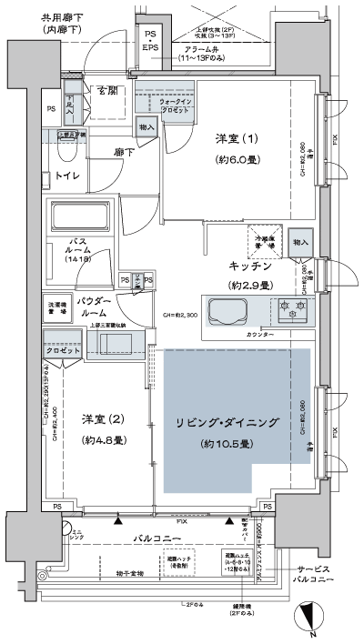 Floor: 2LD ・ K + WIC (walk-in closet), the area occupied: 54.6 sq m, Price: TBD