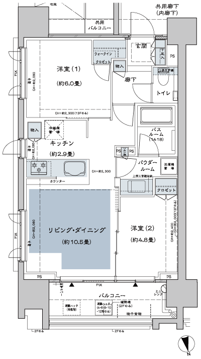 Floor: 2LD ・ K + WIC (walk-in closet), the area occupied: 54.6 sq m, Price: TBD