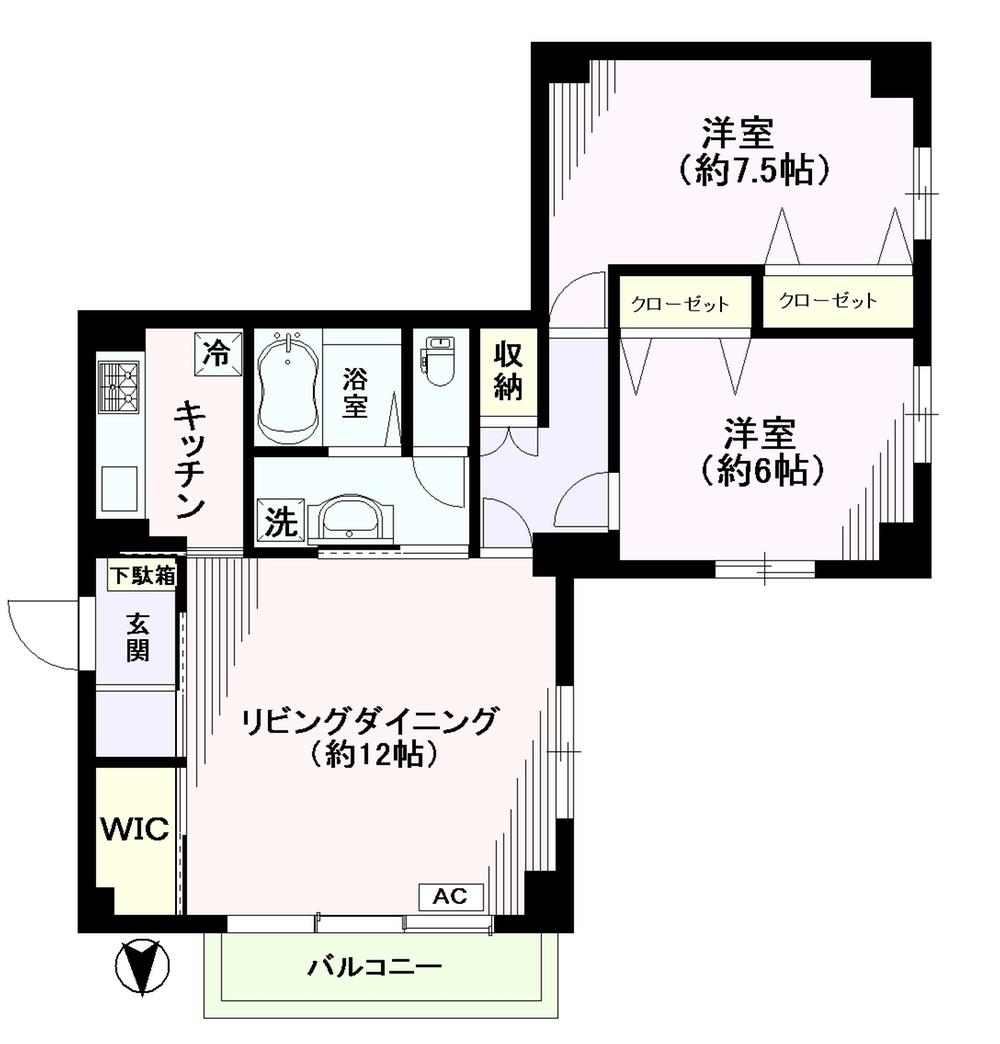 Floor plan. 2LDK, Price 37,800,000 yen, Occupied area 72.98 sq m , Balcony area 4.15 sq m