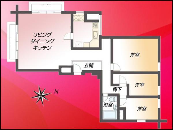 Floor plan. 3LDK, Price 49,800,000 yen, Occupied area 97.44 sq m