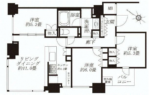 Floor plan. 3LDK, Price 84,800,000 yen, Occupied area 71.61 sq m , Balcony area 4.1 sq m