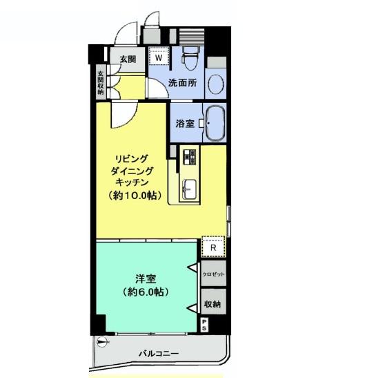 Floor plan. 1LDK, Price 30 million yen, Occupied area 40.01 sq m , Balcony area 4.54 sq m