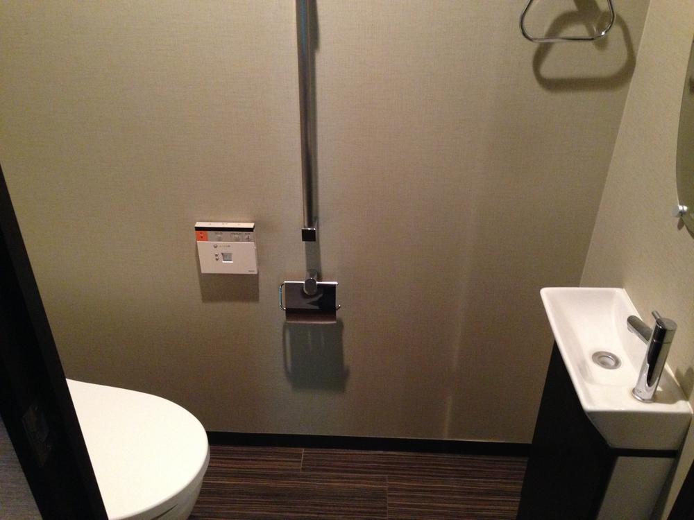 Toilet. With hand washing counter