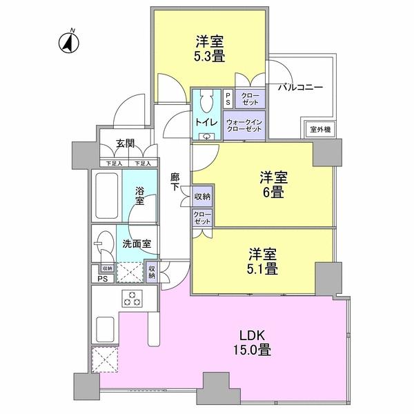 Floor plan. 3LDK, Price 74,800,000 yen, Occupied area 70.42 sq m , Balcony area 3.94 sq m