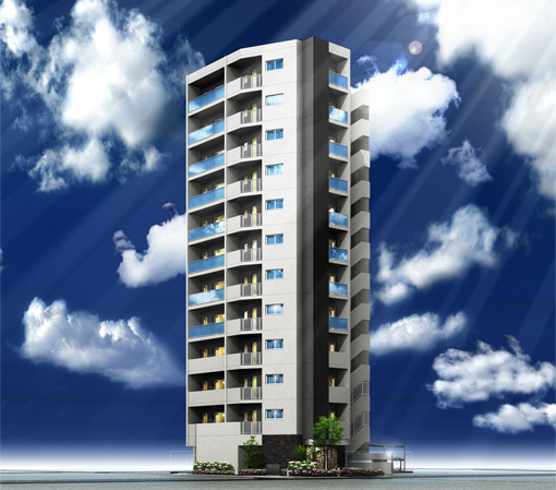 Buildings and facilities. I was taking advantage of the site characteristics, Each floor 3 dwelling unit ・ Two-sided lighting ・ Corner dwelling unit. To achieve a comfortable day-to-day, Living space for high-sensitivity plan was alive.  ※ Exterior - Rendering