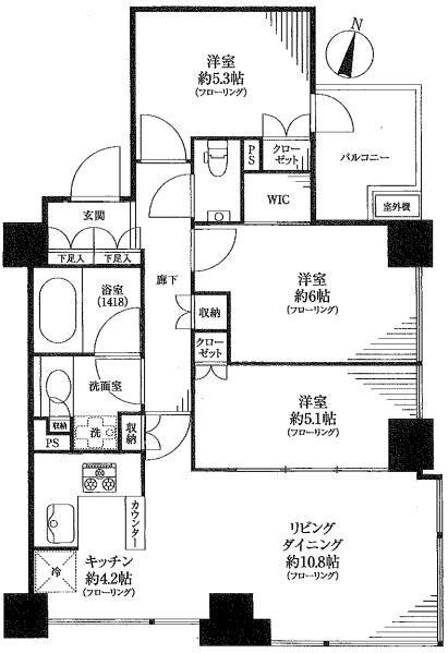 Floor plan. 3LDK, Price 74,800,000 yen, Occupied area 70.42 sq m , Balcony area 3.94 sq m