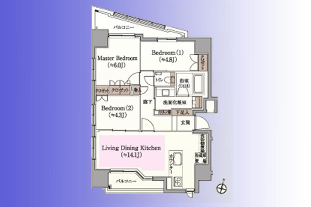 Floor plan. 3LDK, Price 57,600,000 yen, Footprint 67.2 sq m , Balcony area 10.51 sq m storage rich Floor plan. And good ventilation per three-sided lighting.