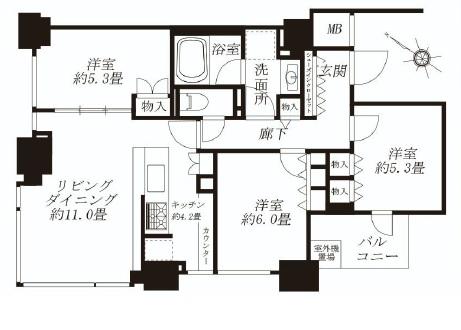 Floor plan. 3LDK, Price 84,800,000 yen, Occupied area 71.61 sq m , Balcony area 4.1 sq m