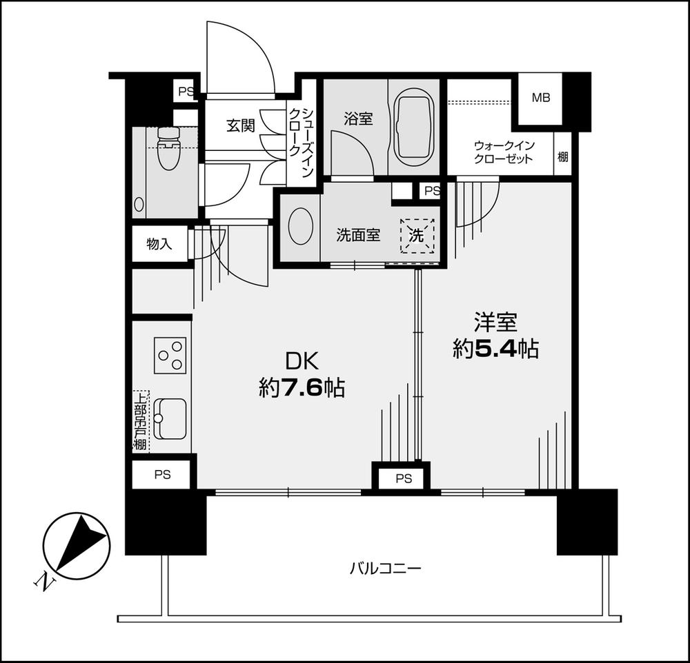 Floor plan. 1DK, Price 29.5 million yen, Occupied area 34.16 sq m , Balcony area 11.25 sq m