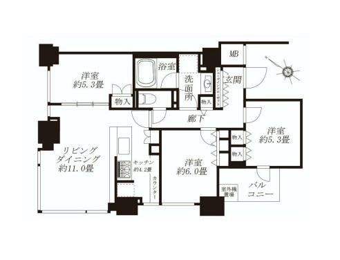 Floor plan. 3LDK, Price 84,800,000 yen, Occupied area 71.61 sq m , Balcony area 4.1 sq m