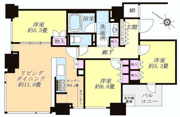 Floor plan. 3LDK, Price 84,800,000 yen, Occupied area 71.61 sq m , Balcony area 4.1 sq m