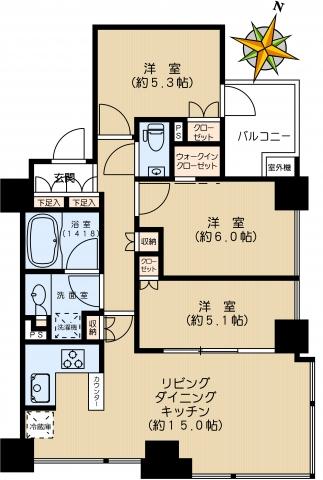 Floor plan. 3LDK, Price 74,800,000 yen, Occupied area 70.42 sq m , Balcony area 3.94 sq m