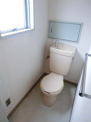 Toilet. Bright restroom with window