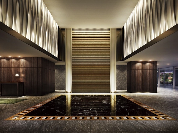 Entrance Hall Rendering CG ( ※ 1) a unique texture of art decorate the wall, High note directing the impression of a dwelling