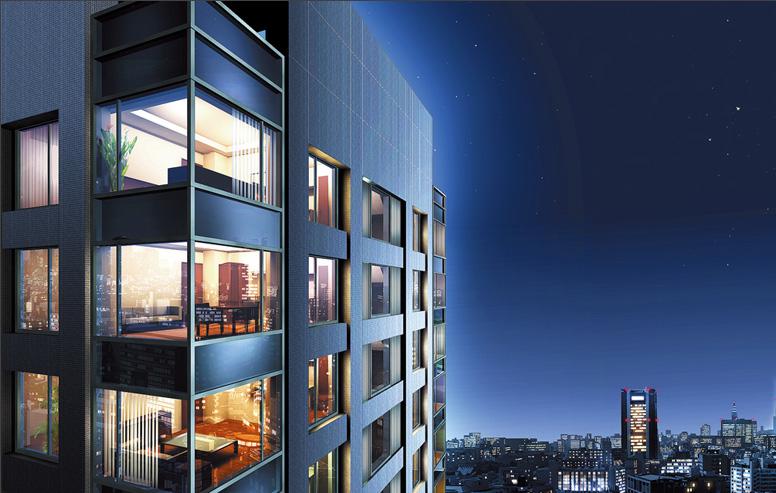 Rendering (appearance). Many of dwelling units in the "City Tower Kudanshita" is, Landscape is spread in the window one side adopted a "glass curtain wall". You can experience an overwhelming panorama and the open feeling of "Direct Sky View" (except window frame rising portion) "to realize (Rendering)
