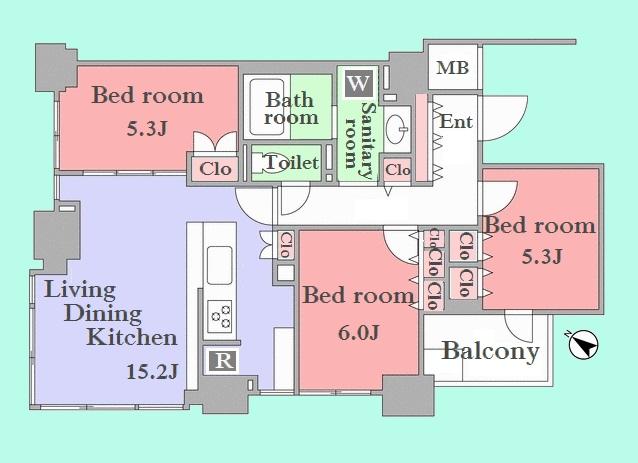 Floor plan. 3LDK, Price 84,800,000 yen, Occupied area 71.61 sq m , Balcony area 4.1 sq m