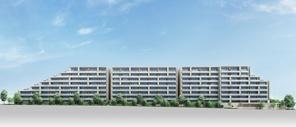 Shared facilities.  [Green concatenation, Sophisticated design. Wrap around the house in the moisture and pride] The total development area to entertain the lives of 275 families 10,000 sq m more than environment creative project. Vast is the site "Spring" and "Autumn" the theme of the garden and green to gather Tsuji Square, Develop a green tree-lined streets and provides park overlaying the further moisture to the streets. Along with a new sophistication to the peaceful surrounding environment, It sends a beautifully magnificent landscape. Some of the house Ya lounge flowing music, You can put a library space to polish the intellect. Close to Masu fun Me in the sense of beauty of life that breathes in the city of everyday. (Exterior view)