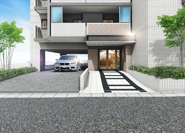 Buildings and facilities. Entrance Rendering