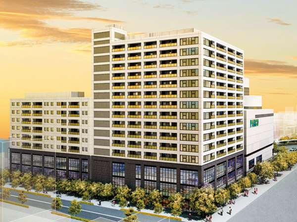 Shared facilities.  [Exterior - Rendering]  ※ Rendering of the web is actually the one that drew on the basis of the planning stage drawings and the station square examination of Chofu Station No. 1A district first-class urban redevelopment project in June 2013 view (point fiscal 2011) is . Also, Planting and it has not been drawn on the assumption the state at the time of specific tree species and tenants. It will be completed in time of re-development projects ・ And it may be subject to change due to circumstances for the content, etc..