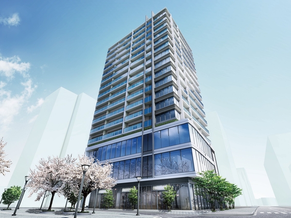 Buildings and facilities. Exterior - Rendering ※ Rendering of the web is one that caused draw based on the drawings of the planning stage, In fact a slightly different. Also, We have omitted details and equipment, etc. of shape. Trees such as the on-site is what drew the image of the location after you've grown. Also, Shades of leaves and flowers, Tree form, etc. is different from the actual is an image. It should be noted, Since the planting 栽計 images are subject to change, Please note. Align the part off-site (street trees, etc.) have been Chakuirodori. Also, It represents only outline line the part of the peripheral buildings.