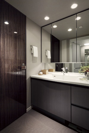 Bathing-wash room.  [Powder Room] Artificial marble basin counter with the strength and beauty. Easy top plate and bowl is also care in an integrated, Small parts can also be placed in an orderly manner.