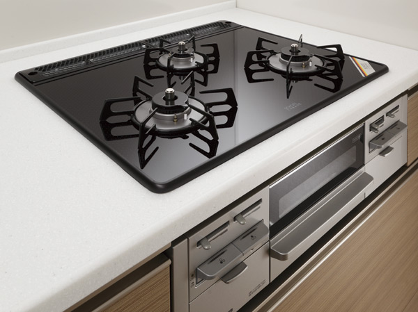 Kitchen.  [Glass top stove] Also quickly one wipe boiled spills and oil stains. It adopted the easy glass top stove Care.