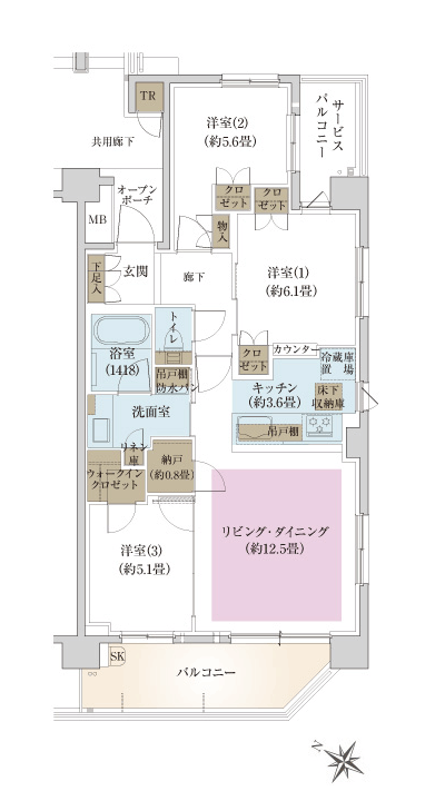 Floor: 3LDK + WIC + N + TR, the occupied area: 74.46 sq m, Price: 60,900,000 yen, now on sale