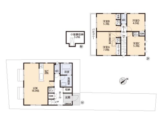 Floor plan. 52,800,000 yen, 4LDK, Land area 116.14 sq m , Building area 92.74 sq m floor plan