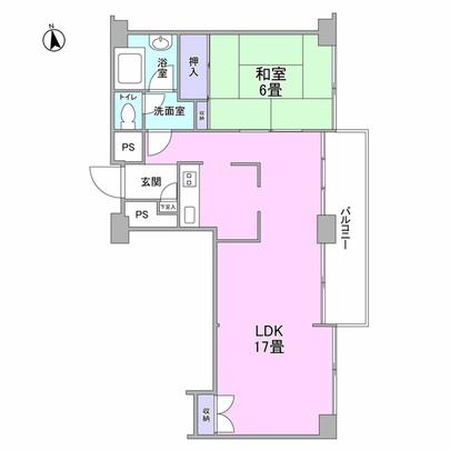 Floor plan. LDK about 17 tatami mats