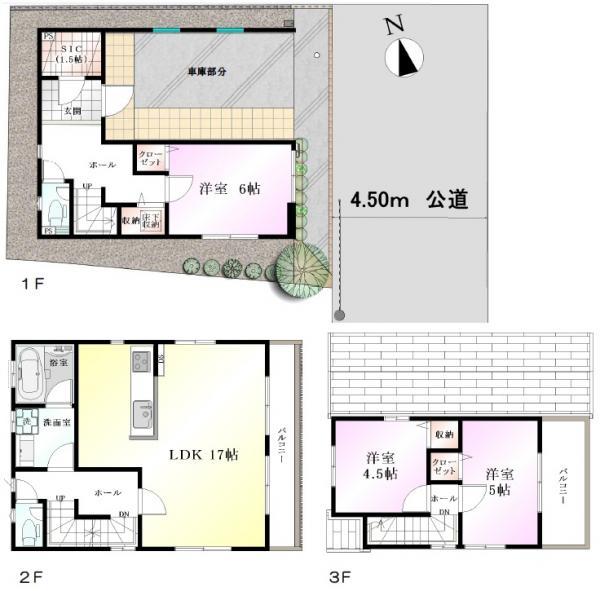 Floor plan. 53,800,000 yen, 3LDK, Land area 72.58 sq m , Building area 108.9 sq m