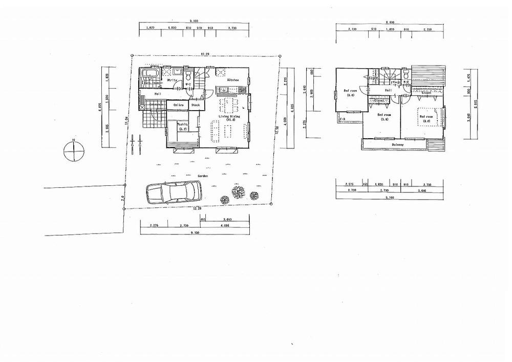 Building plan example (floor plan). Building price 16.5 million yen, Building area 99 sq m