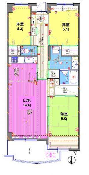 Floor plan. 3LDK, Price 31,900,000 yen, Occupied area 76.07 sq m , Balcony area 7.23 sq m