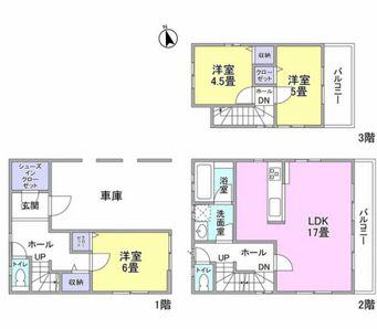 Floor plan. 53,800,000 yen, 3LDK, Land area 72.58 sq m , Building area 108.9 sq m
