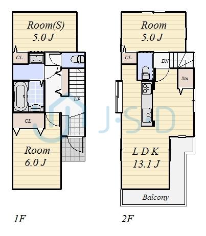 Floor plan. 41,800,000 yen, 2LDK+S, Land area 85.46 sq m , Building area 68.34 sq m