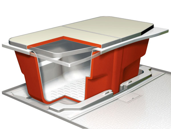 Bathing-wash room.  [Warm bath] By wrapping the whole tub with a heat insulating material, Difficult to keep warm tub cold for a long time hot water. Because the fewer the number of times that the reheating, It is effective for reduction of energy saving and hot water cost. (Conceptual diagram)