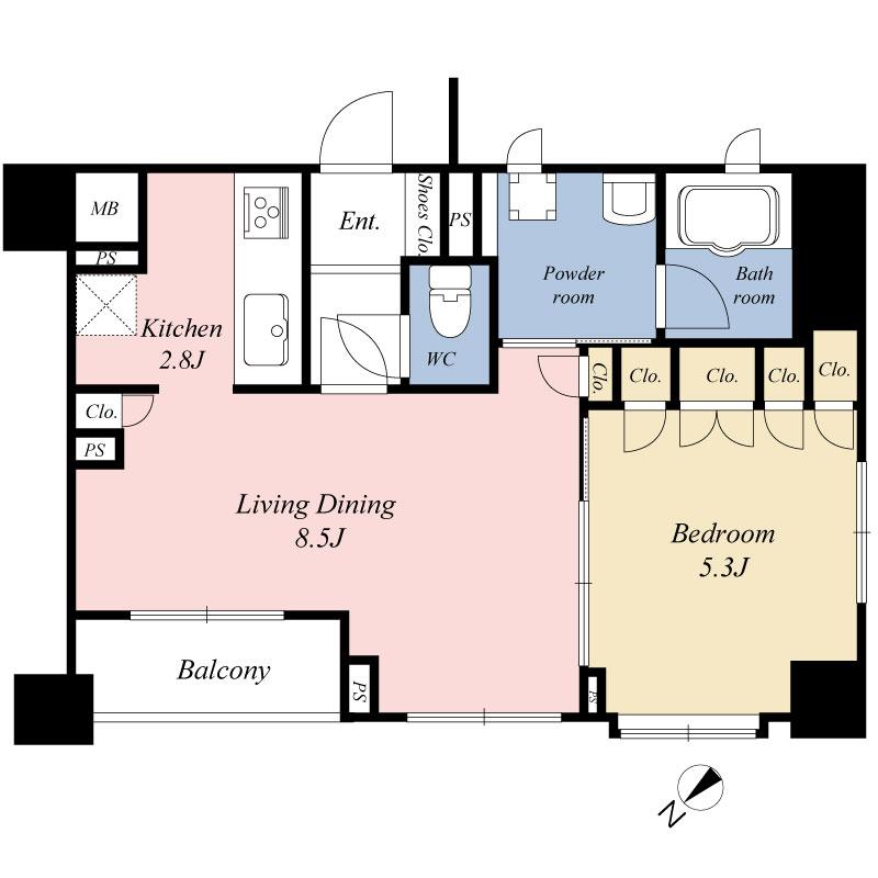Floor plan. 1LDK, Price 30 million yen, Occupied area 40.16 sq m , Balcony area 2.91 sq m