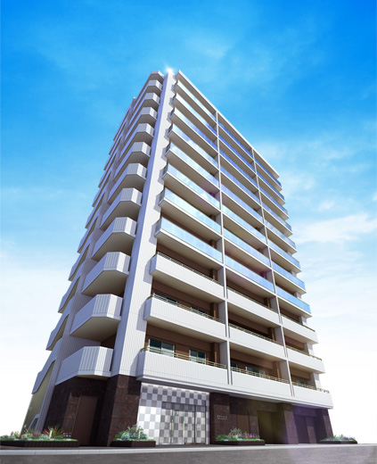 Buildings and facilities. Appearance is respected also in harmony with the surrounding environment. Colors and shapes to feel the taste of the sum to everywhere, Element of light, It has extended its existence value. (Exterior CG)