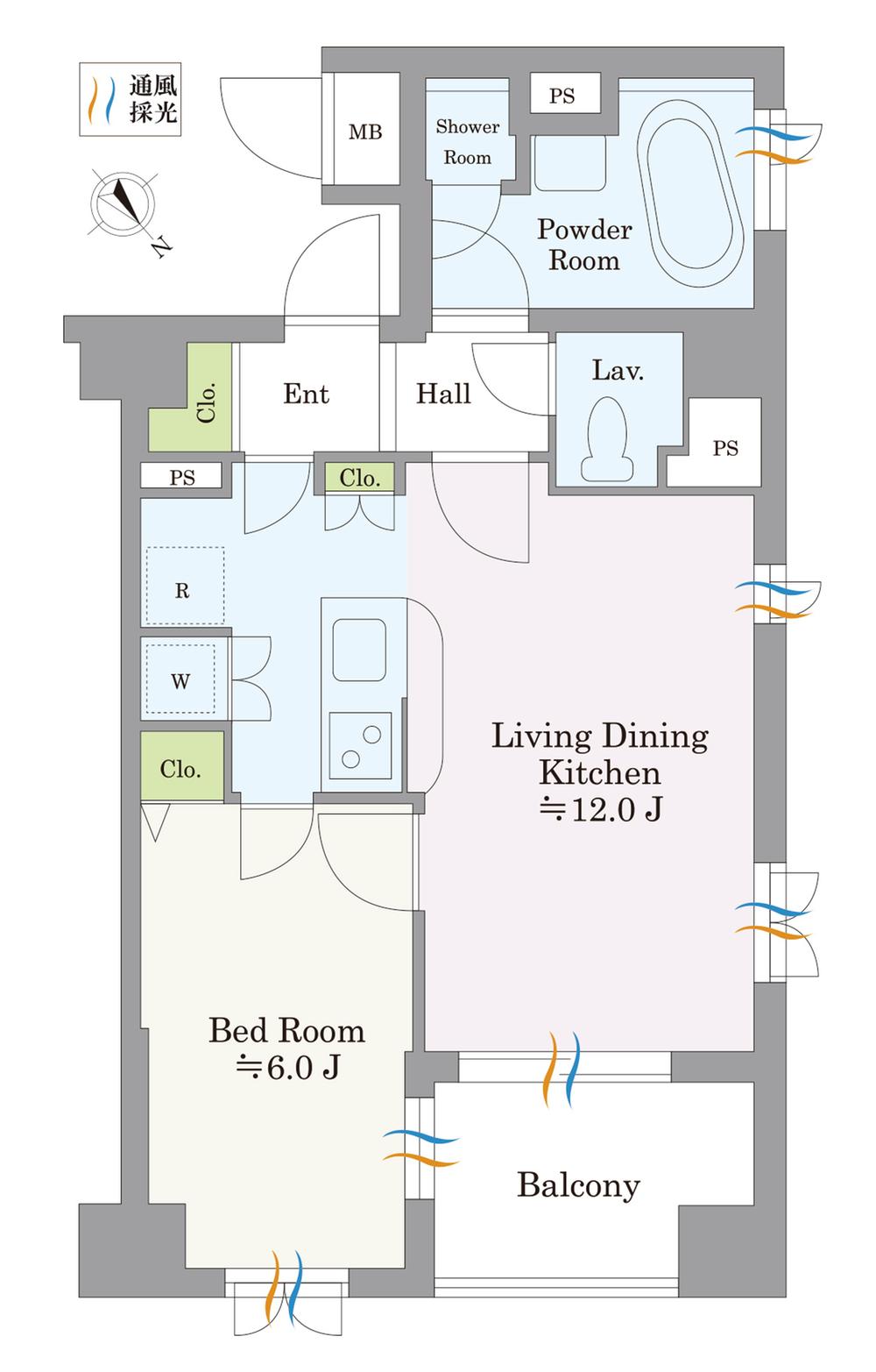 Floor plan. 1LDK, Price 31,800,000 yen, Occupied area 43.78 sq m , Indoor balcony area 5.22 sq m 43 sq m is less easy-to-use floor plan dead space.